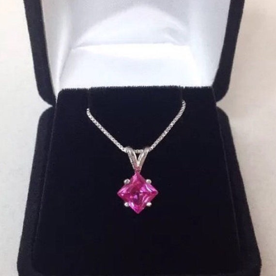Beautiful 1.2ct Princess Cut Pink Sapphire Pendant Necklace Jewelry Trending Jewelry And Gemstones Pink Gemstone Sapphire