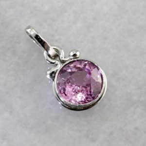 Shop Pink Sapphire Pendants! Sweet Pink Sapphire Layering Pendant in Platinum with Art Deco Themes  NR0RUR-D | Natural genuine Pink Sapphire pendants. Buy crystal jewelry, handmade handcrafted artisan jewelry for women.  Unique handmade gift ideas. #jewelry #beadedpendants #beadedjewelry #gift #shopping #handmadejewelry #fashion #style #product #pendants #affiliate #ad