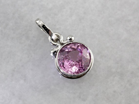 Sweet Pink Sapphire Layering Pendant In Platinum With Art Deco Themes  Nr0rur-d