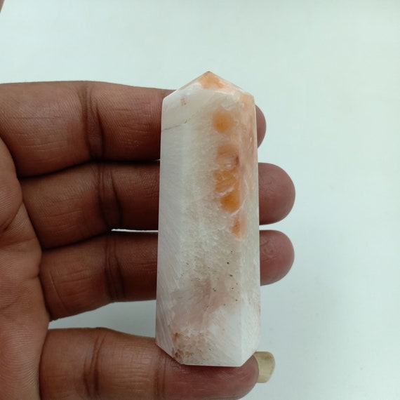 Pink Scolecite Tower Shape  Handmade Whollsell Carving Items Good Making And Good Design  Gemstone