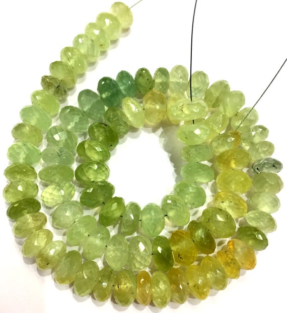 Great Luster Gemstone Beads Natural Green Prehnite Rondelle Faceted Beads Wholesale Price Gemstone Beads 10.mm Rondelle Beads Top Quality