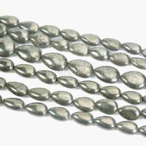 natural pyrite smooth teardrop beads – pyrite gemstone briolette drops beads – Fool's Gold stones supplies – bronze drop beads – 15 inch | Natural genuine other-shape Pyrite beads for beading and jewelry making.  #jewelry #beads #beadedjewelry #diyjewelry #jewelrymaking #beadstore #beading #affiliate #ad