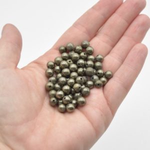 Shop Pyrite Round Beads! Natural Pyrite Semi-precious Gemstone Round Beads – 6mm, 8mm sizes – Loose Beads | Natural genuine round Pyrite beads for beading and jewelry making.  #jewelry #beads #beadedjewelry #diyjewelry #jewelrymaking #beadstore #beading #affiliate #ad