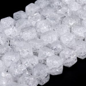 Shop Quartz Chip & Nugget Beads! Genuine Natural White Crystal Quartz Crack Pattern Loose Beads Faceted Nugget Shape 15x12mm | Natural genuine chip Quartz beads for beading and jewelry making.  #jewelry #beads #beadedjewelry #diyjewelry #jewelrymaking #beadstore #beading #affiliate #ad