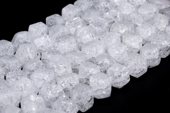 Genuine Natural White Crystal Quartz Crack Pattern Loose Beads Faceted Nugget Shape 15x12mm