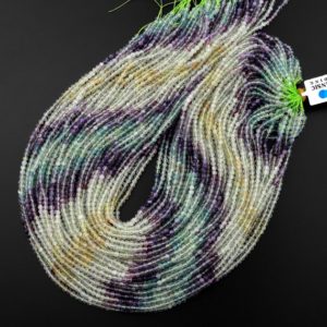 Aaa Grade Gemmy Natural Rainbow Fluorite Faceted 3mm Round Beads Micro Laser Cut Purple Green Yellow Gemstone 15.5" Strand