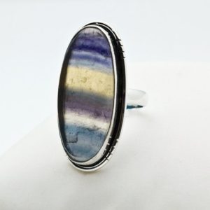 Sterling Silver Rainbow Fluorite Ring Size 7 Sterling Silver Rainbow Fluorite Ring Size 7