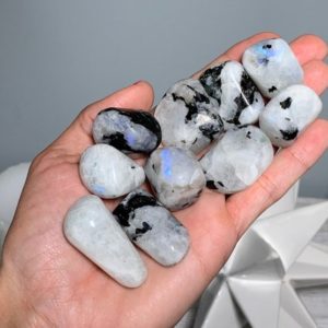 Shop Tumbled Rainbow Moonstone Crystals & Pocket Stones! Medium Rainbow Moonstone, Tumbled Rainbow Moonstone, Blue Flash, Schiller | Natural genuine stones & crystals in various shapes & sizes. Buy raw cut, tumbled, or polished gemstones for making jewelry or crystal healing energy vibration raising reiki stones. #crystals #gemstones #crystalhealing #crystalsandgemstones #energyhealing #affiliate #ad