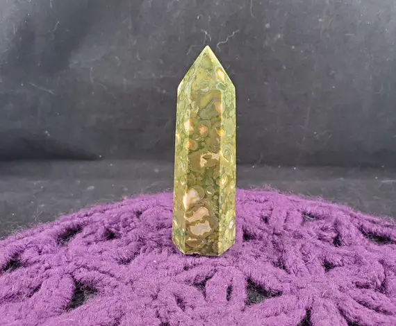 Rainforest Jasper Rhyolite Jasper Polished Point Healing Stones Generator Tower Crystal Self Standing Crystal Green