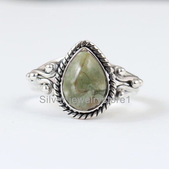 Aa+ Rainforest Jasper Ring, Polished Gemstone Ring, Gemstone Ring, Natural Ring, 925 Sterling Silver Ring, Wonderful Gift Ring For Women's