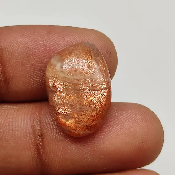 Rare Golden Fire Sunstone Cabochon 17ct Amazing Quality Unique Shape Sunstone Chatoyant Hand Polish Gemstone For Jewelry Wire Wrapping M4492