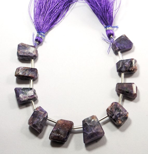 Aaa Purple Charoite Gemstone Beads: Faceted Nuggets, 6 Inch Strand