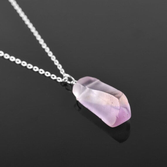 Raw Ametrine Rough Crystal Dainty Pendant Necklace For Women, Birthstone Healing Crystals, Birthday Gifts For Her, Sterling Silver Chain 18"