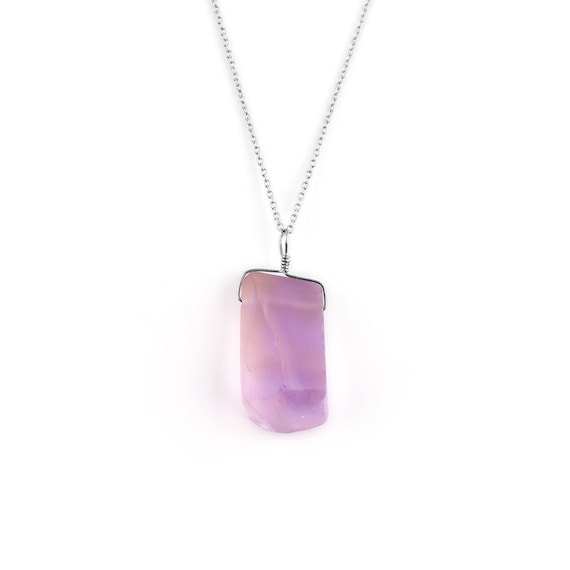 Raw Ametrine Rough Crystal Dainty Pendant Necklace For Women, Birthstone Healing Crystals, Birthday Gifts For Her, Sterling Silver Chain 18"