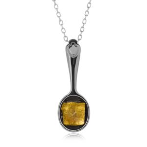 Shop Yellow Sapphire Necklaces! Raw Yellow Sapphire Necklace-black Spoon Necklace-november Birthstone Necklace For Women-rough Yellow Sapphire Pendant-necklace With Spoon | Natural genuine Yellow Sapphire necklaces. Buy crystal jewelry, handmade handcrafted artisan jewelry for women.  Unique handmade gift ideas. #jewelry #beadednecklaces #beadedjewelry #gift #shopping #handmadejewelry #fashion #style #product #necklaces #affiliate #ad