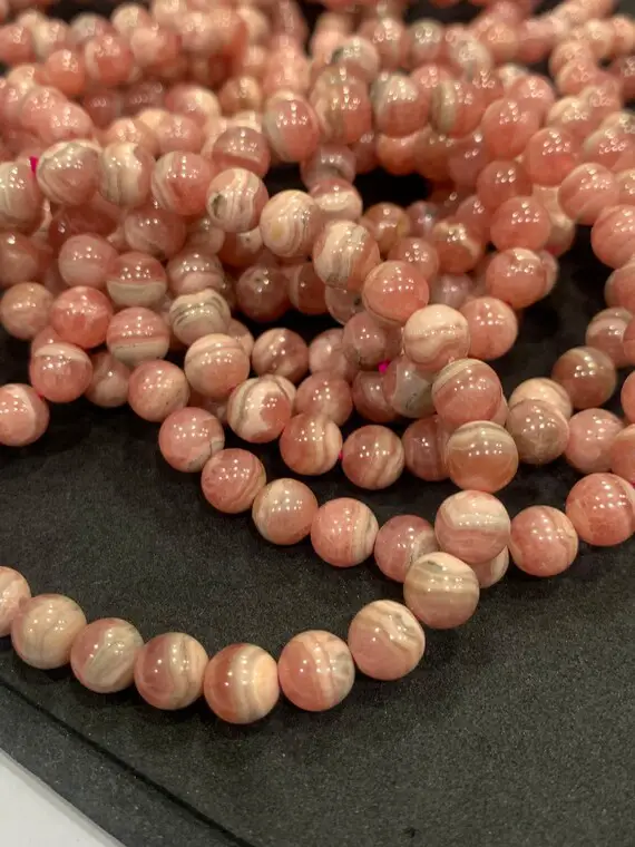 Rhodochrosite 7-7.5 Mm Beaded Bracelet, Rhodochrosite Beads 7 Inches Bracelet An Amazing Item