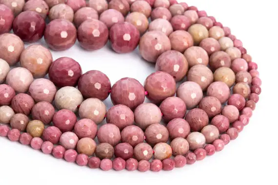 Genuine Natural Haitian Flower Rhodonite Loose Beads Micro Faceted Round Shape 6mm 8mm 10mm 12mm