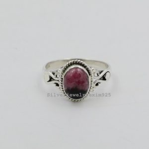 Shop Rhodonite Rings! Rhodonite Ring | Pink Rhodonite Ring | 925 Sterling Silver Ring | Gemstone Ring | Rhodonite Jewelry | Rings For Wife | Statement Ring | Natural genuine Rhodonite rings, simple unique handcrafted gemstone rings. #rings #jewelry #shopping #gift #handmade #fashion #style #affiliate #ad