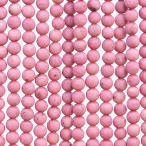 Shop Rhodonite Round Beads! Genuine Natural Matte Light Rose Pink Rhodonite Loose Beads Round Shape 4-5mm | Natural genuine round Rhodonite beads for beading and jewelry making.  #jewelry #beads #beadedjewelry #diyjewelry #jewelrymaking #beadstore #beading #affiliate #ad