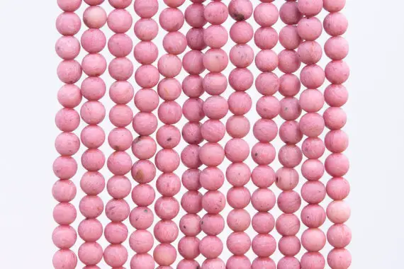 Genuine Natural Matte Light Rose Pink Rhodonite Loose Beads Round Shape 4-5mm