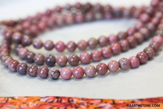 S-m/ Rhodonite 6mm/ 8mm Round Beads 15.5" Strand Natural Pink Gemstone Beads For Jewelry Making