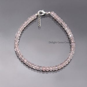 Rose Quartz Faceted Rondelle Beads Bracelet, 5mm Rose Quartz Roundel Bracelet, Crystal Bracelet, Women's Bracelet, Gift For All Occasions | Natural genuine Array bracelets. Buy crystal jewelry, handmade handcrafted artisan jewelry for women.  Unique handmade gift ideas. #jewelry #beadedbracelets #beadedjewelry #gift #shopping #handmadejewelry #fashion #style #product #bracelets #affiliate #ad