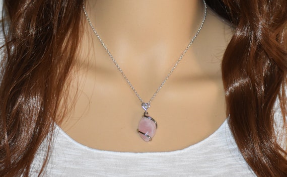 Rose Quartz Necklace, Rose Quartz Jewelry, Healing Crystal Necklace, Earthy Necklace, Anxiety Necklace