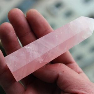 Shop Rose Quartz Points & Wands! Rose Quartz Point 3.5" (8-9 cm) | Natural genuine stones & crystals in various shapes & sizes. Buy raw cut, tumbled, or polished gemstones for making jewelry or crystal healing energy vibration raising reiki stones. #crystals #gemstones #crystalhealing #crystalsandgemstones #energyhealing #affiliate #ad