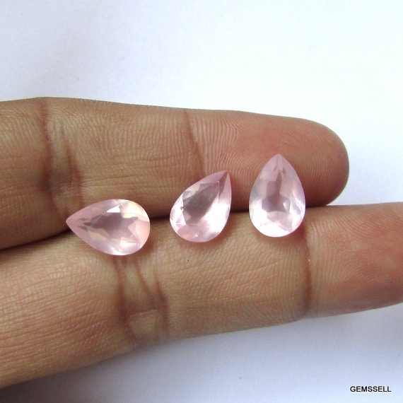 1 Pieces 8x12mm - 9x13mm Rose Quartz Faceted Pear Gemstone, Pink Rose Quartz Pear Faceted Gemstone, Rose Quartz Faceted Pear Loose Gemstone