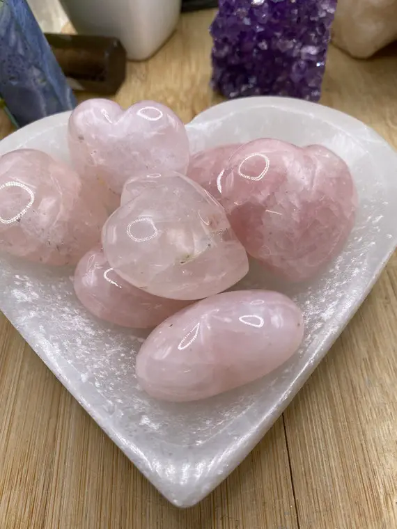 Large Rose Quartz Hearts Tumbled Stone Gift Bag