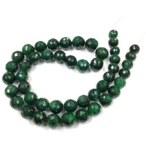Shop Ruby Faceted Beads! Beautiful Natural Faceted Heated Ruby Corundum Round Ball Beads Green Color 9-11mm Gemstone Beads 18" Strand | Natural genuine faceted Ruby beads for beading and jewelry making.  #jewelry #beads #beadedjewelry #diyjewelry #jewelrymaking #beadstore #beading #affiliate #ad