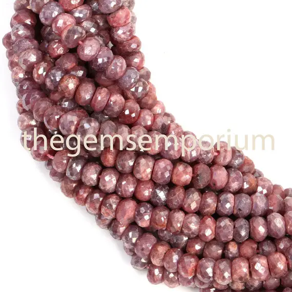 Ruby Faceted Rondelle Shape Beads, 5mm Natural Corundum Faceted Rondelle Beads, Ruby Faceted Beads, Ruby Rondelle Beads