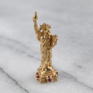 Shop Ruby Pendants! Gold Statue of Liberty Pendant, Statue of Liberty Charm, Ruby Charm, New York City Charm, New York Pendant, Travel Charm, NQ5AE0Q6 | Natural genuine Ruby pendants. Buy crystal jewelry, handmade handcrafted artisan jewelry for women.  Unique handmade gift ideas. #jewelry #beadedpendants #beadedjewelry #gift #shopping #handmadejewelry #fashion #style #product #pendants #affiliate #ad