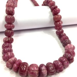 Shop Ruby Rondelle Beads! Natural Ruby Melon Shape Beads Ruby Hand Carved Rondelle Beads Ruby Pumpkin Shape Beads Ruby Gemstone Beads Wholesale Ruby Beads. | Natural genuine rondelle Ruby beads for beading and jewelry making.  #jewelry #beads #beadedjewelry #diyjewelry #jewelrymaking #beadstore #beading #affiliate #ad