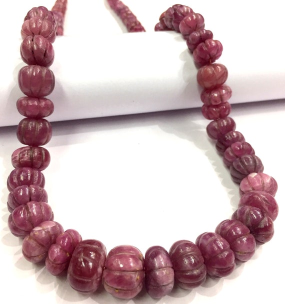 Natural Ruby Melon Shape Beads Ruby Hand Carved Rondelle Beads Ruby Pumpkin Shape Beads Ruby Gemstone Beads Wholesale Ruby Beads.