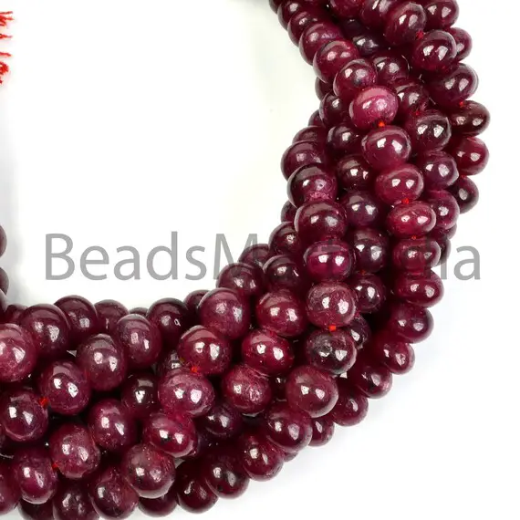 Ruby Plain Smooth Rondelle Beads, 8-11 Mm Ruby Rondelle Beads, Ruby Rondelle Beads, Ruby Smooth Plain Beads, Ruby Plain Rondelle Beads