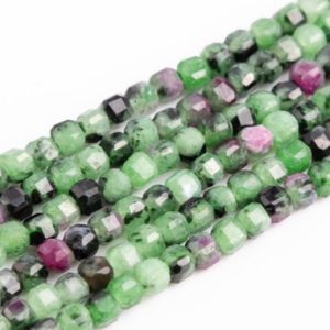Shop Ruby Zoisite Faceted Beads! Genuine Natural Green Ruby Zoisite Loose Beads Beveled Edge Faceted Cube Shape 2mm | Natural genuine faceted Ruby Zoisite beads for beading and jewelry making.  #jewelry #beads #beadedjewelry #diyjewelry #jewelrymaking #beadstore #beading #affiliate #ad
