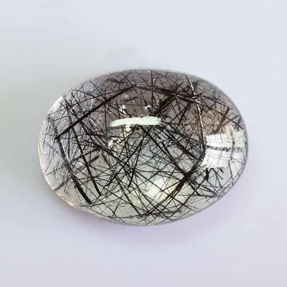 Black Rutilate Quartz Cabochon Oval 32.71  Carat 27x20 Mm Gemstone - Natural Rutilated Gemstone - Pendant Unique Stone - Christmas Sale
