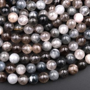 Rare Natural Blue Gray Rutilated Quartz 6mm 8mm 10mm 12mm 14mm Round Beads From Madagascar 15.5" Strand | Natural genuine round Rutilated Quartz beads for beading and jewelry making.  #jewelry #beads #beadedjewelry #diyjewelry #jewelrymaking #beadstore #beading #affiliate #ad