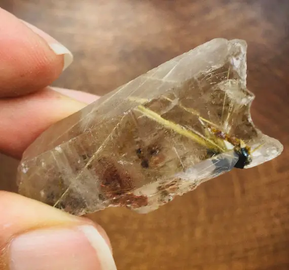 Rutilated Smoky Quartz Point (14.7g) Raw Smoky Quartz Gold Hair Rutilated Terminated Crystal Wand Natural Gemstone Minerals Raw Crystals
