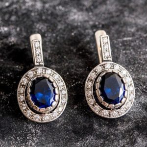 Sapphire Earrings, Antique Earrings, Vintage Earrings, Antique Sapphire Earrings, Antique Sapphire, Sterling Silver, Blue Gem, Solid Silver | Natural genuine Sapphire earrings. Buy crystal jewelry, handmade handcrafted artisan jewelry for women.  Unique handmade gift ideas. #jewelry #beadedearrings #beadedjewelry #gift #shopping #handmadejewelry #fashion #style #product #earrings #affiliate #ad