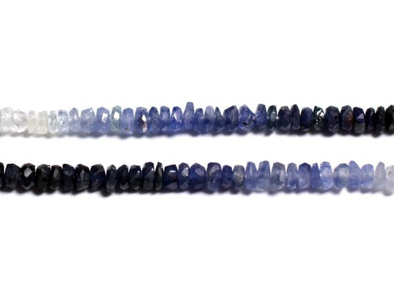 10pc - Perles Pierre - Saphir Rondelles Facettées 2-4mm Dégradé Blanc Bleu Ciel Nuit Noir - 4558550090522