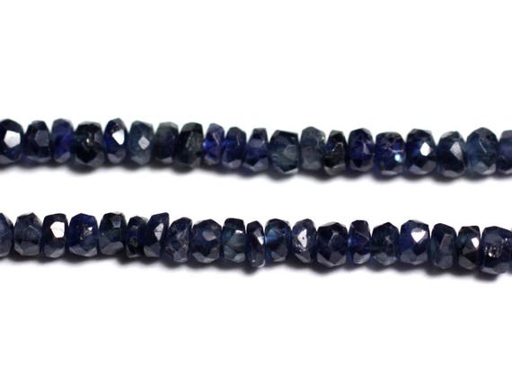 10pc - Perles Pierre - Saphir Rondelles Facettées 2-4mm Bleu Nuit Noir - 4558550090508
