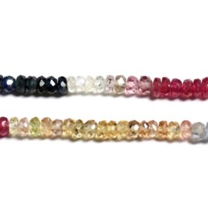 Shop Sapphire Faceted Beads! Thread 41cm 260pc approx – Stone Beads – Multicolored Sapphire Faceted Washers 2-3mm white yellow orange pink blue green | Natural genuine faceted Sapphire beads for beading and jewelry making.  #jewelry #beads #beadedjewelry #diyjewelry #jewelrymaking #beadstore #beading #affiliate #ad