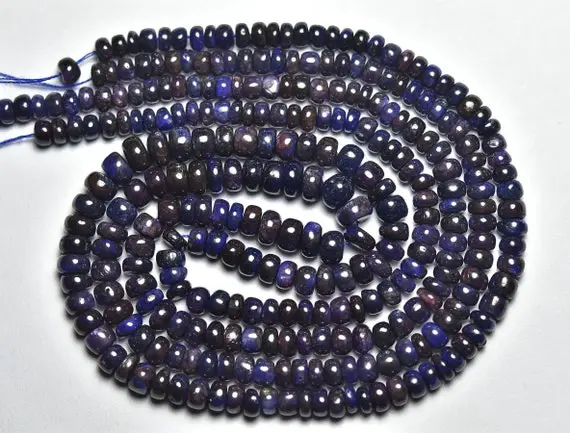 14 Inches Strand Natural Sapphire Rondelle Beads 3mm To 5mm Smooth Rondelles Gemstone Beads Jewelry Blue Sapphire Plain Beads Strand No5347a