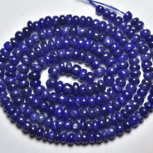 Shop Sapphire Rondelle Beads! 16.5 Inches Strand Natural Sapphire Rondelle Beads 3mm to 3.5mm Smooth Rondelles Gemstone Beads Blue Sapphire Plain Beads Strand No5349 | Natural genuine rondelle Sapphire beads for beading and jewelry making.  #jewelry #beads #beadedjewelry #diyjewelry #jewelrymaking #beadstore #beading #affiliate #ad