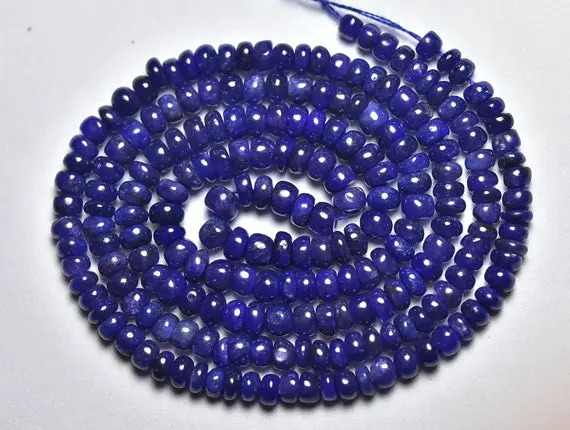 16.5 Inches Strand Natural Sapphire Rondelle Beads 3mm To 3.5mm Smooth Rondelles Gemstone Beads Blue Sapphire Plain Beads Strand No5349
