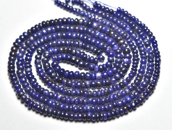 16 Inches Strand Natural Sapphire Rondelle Beads 2.5mm To 3.5mm Smooth Rondelles Gemstone Beads Blue Sapphire Plain Beads Strand No5348