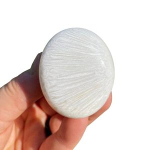 Scolecite Palm Stone (~1.5" – 2") – Scolecite Tumbled Stone – Polished Scolecite Worry Stone – Tumbled Scolecite Crystal – White Zeolite | Natural genuine stones & crystals in various shapes & sizes. Buy raw cut, tumbled, or polished gemstones for making jewelry or crystal healing energy vibration raising reiki stones. #crystals #gemstones #crystalhealing #crystalsandgemstones #energyhealing #affiliate #ad