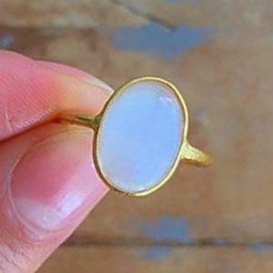 Shop Selenite Rings! Selenite Gold Ring / / Selenite Ring / / Selenite Oval Ring / / | Natural genuine Selenite rings, simple unique handcrafted gemstone rings. #rings #jewelry #shopping #gift #handmade #fashion #style #affiliate #ad